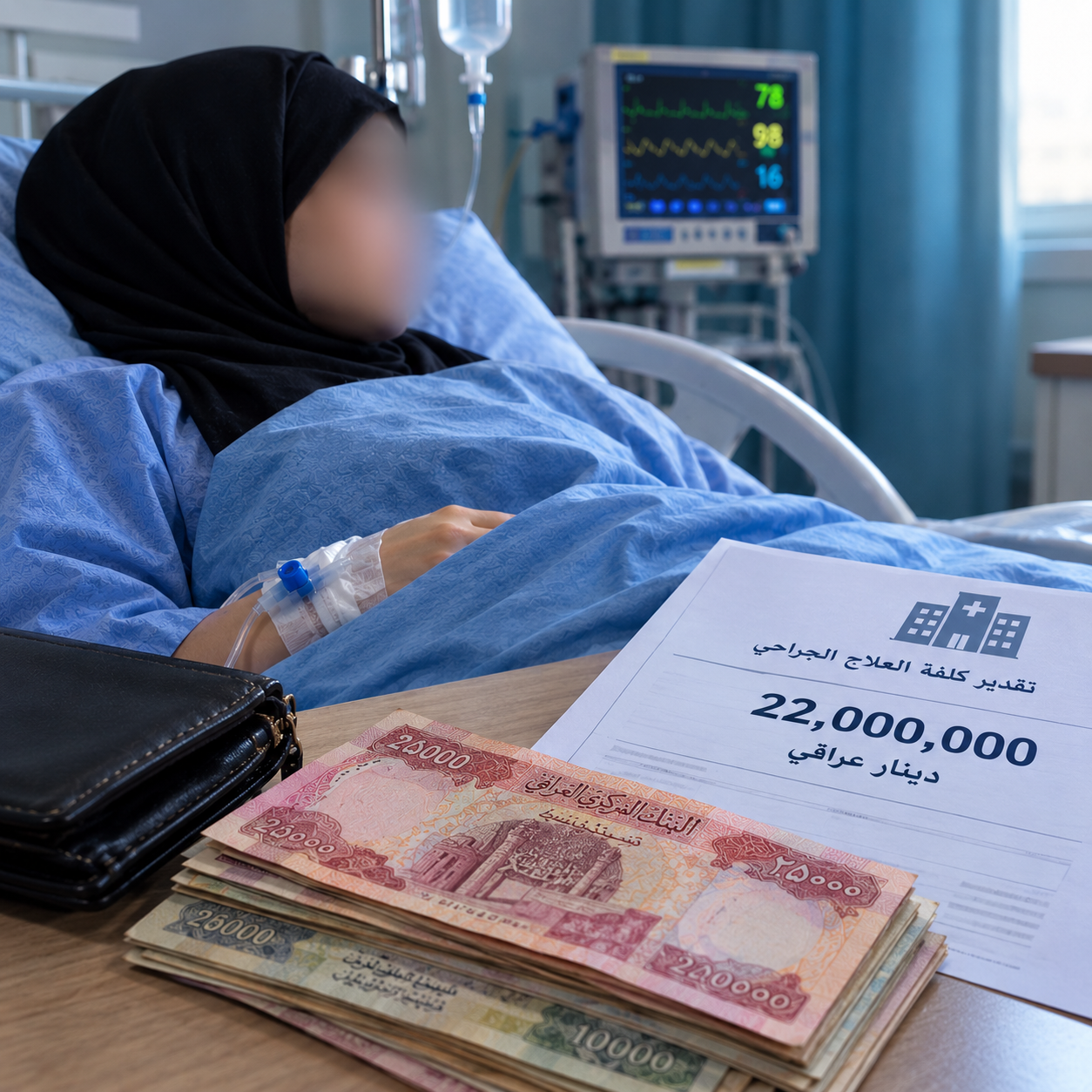 شابة كربلائية تواجه كلفة علاجية تتجاوز 22 مليون دينار لإجراء عملية جراحية